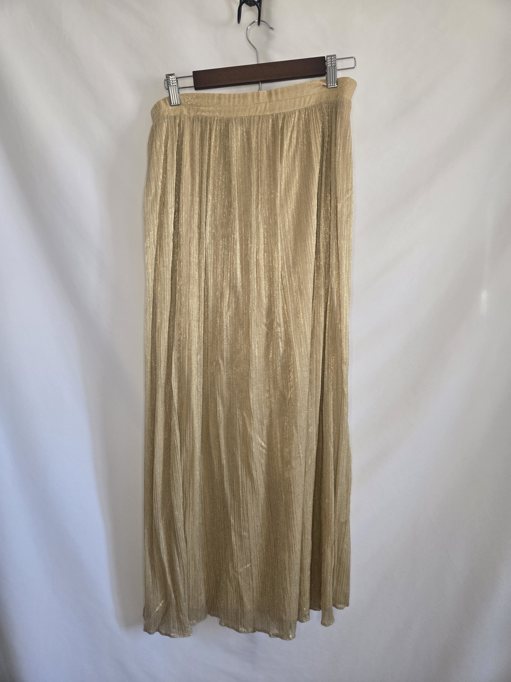 Jessica Howard Metallic Gold Pleated Maxi Skirt – Women’s Medium